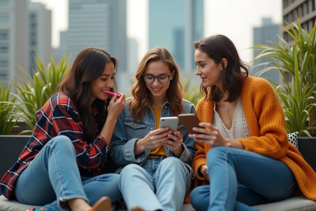 Jeunes adultes relaxant sur un toit urbain en ville