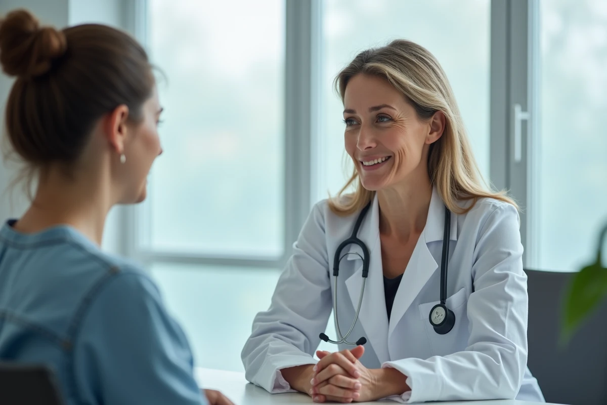 Docteur parlant avec une patiente dans une salle de consultation